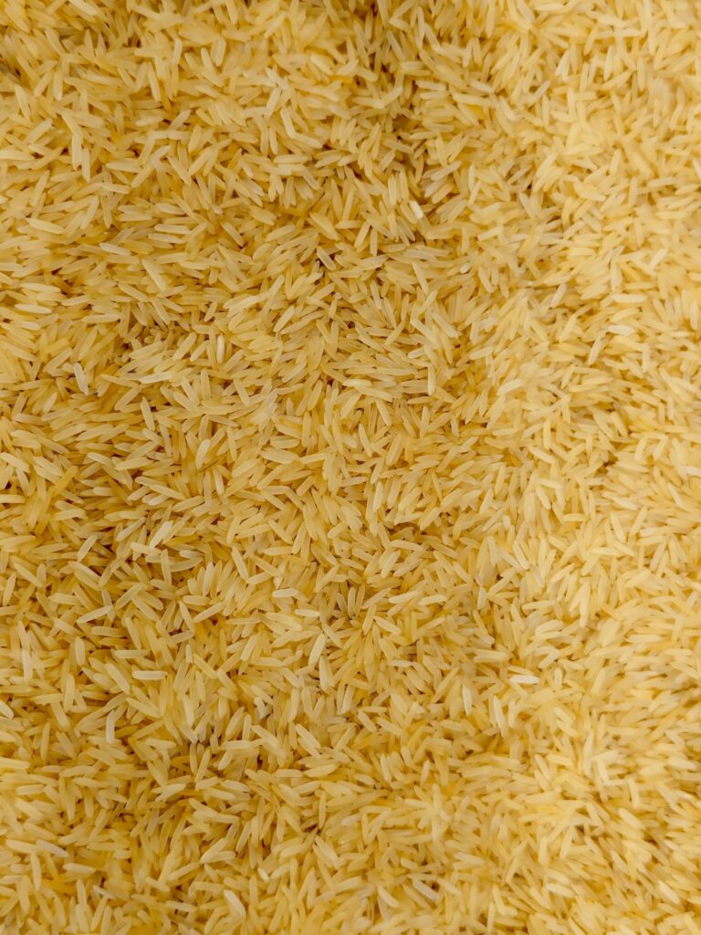 Golden sella basmati rice grains
